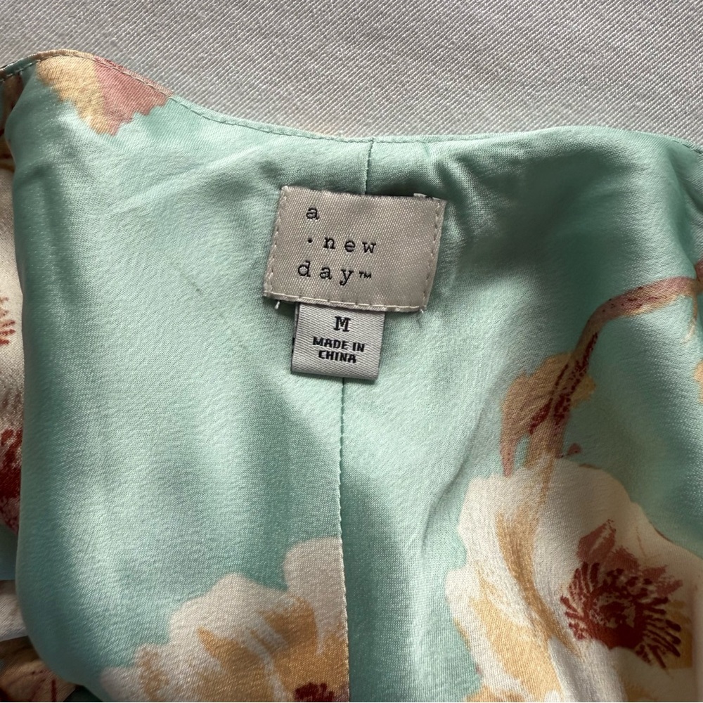 Floral Sleeveless‎ Maxi Satin Slip Dress - Mint Green - Picture 4 of 4
